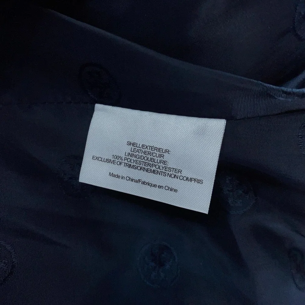 Tory Burch Leather Blazer Jacket Womens 2 CROP FIT Blue Fitted‎ Lined Minimalist